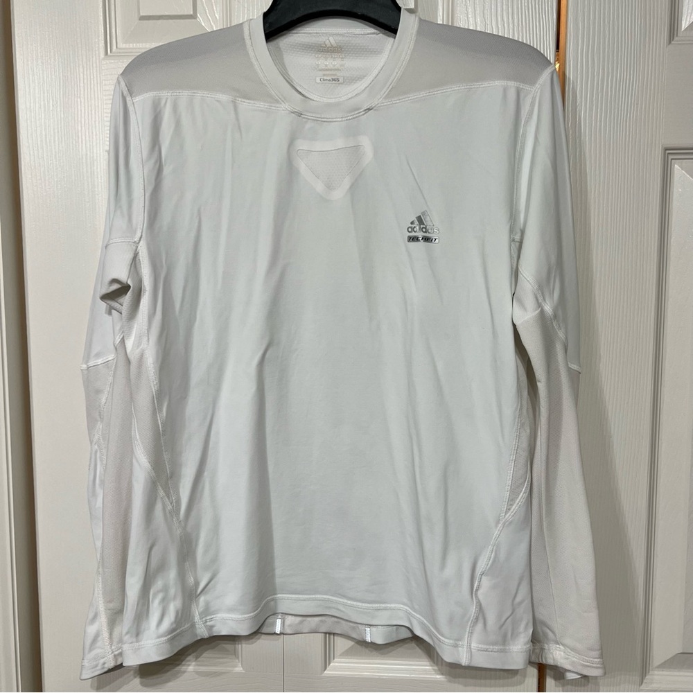 Adidas Men's M white Long Sleeve Tee clima 365 activewear tech fit athletic